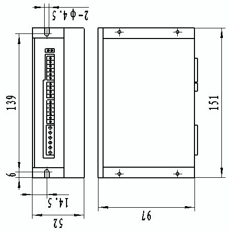 DHS882 閉環(huán)步進驅動器安裝尺寸圖